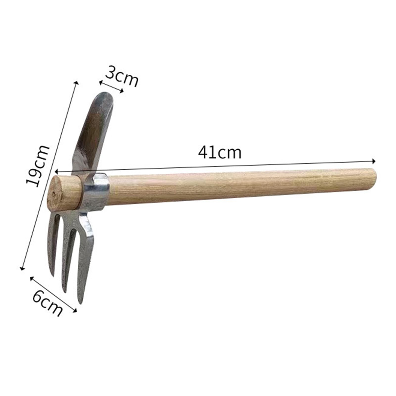 Piccone a doppia testa in acciaio inossidabile con manico in legno per allentare il suolo scavare il suolo multifunzionale piccone piccone strumenti da giardinaggio 1* (A+B+C+D)