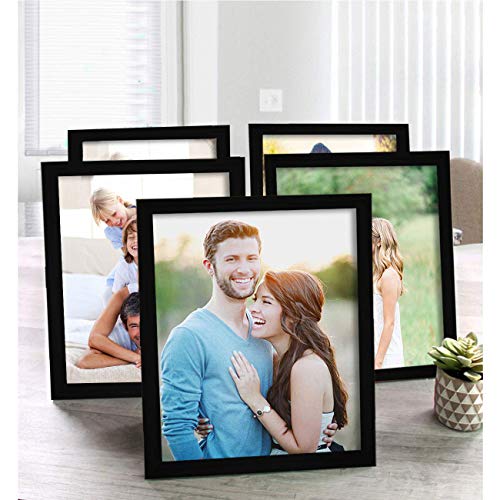 Art Street Juego de 5 marcos de fotos individuales de madera para pared, marco de fotos para decoración del hogar con accesorios para colgar, tamaño 12,7 x 17,8 cm