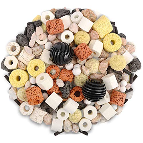 Hamiledyi Aquarium Filter Media 12 in 1 Bio Balls Ceramic Rings Fish Tank Pond Biofilter Filter...