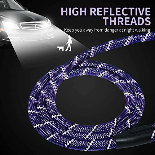 Image of Long Dog Leash for Training 20Ft-Reflective Nylon Rope with Swivel Hook-Recall Agility Lead for Large Small Medium Dogs Outside Walking Hiking-Purple Diam 1 /2 inch