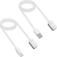 2 Cabos USB-C e USB-A Compatíveis com Samsung Galaxy Fit 3, 100cm Carregador Magnético Rápido e Seguro Acessórios para Carregador de Smartwatch (Branco)