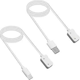 2 Cabos USB-C e USB-A Compatíveis com Samsung Galaxy Fit 3, 100cm Carregador Magnético Rápido e Seguro Acessórios para Carregador de Smartwatch (Branco)