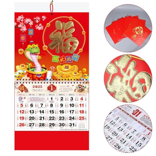 2025-Year-of-The-Snake-Wall-Calendar-Chinese-New-Year-Snake-Hanging-Calendar-Good-Luck-Calendar-Tear-off-Lunar-Calendar-Decoration-for-Home-Restaurant-Office-School