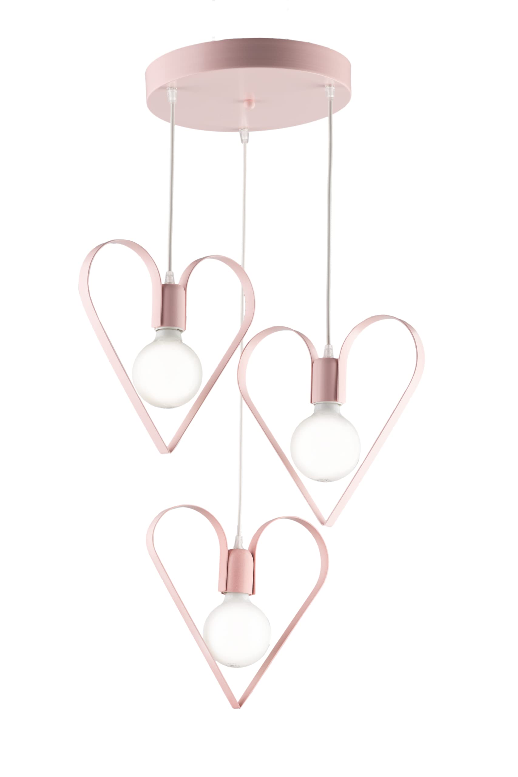 Light&More Lampadario per cameretta Cuore 3 luci rosa