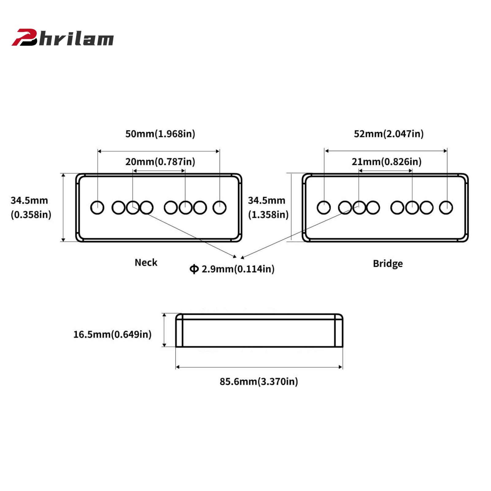 Pro P90-BLA High Output Alnico 5 P90 Soapbar Single Coil Pickup do LP SG Zestaw przetworników do gitary elektrycznej na szyję i mostek, czarny