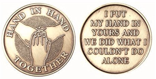 Hand in Hand Together Bulk Lot of 25 Medallions Chips Bronze I Put My Hand in Yours and Together We Did What I Could Not Do Alone