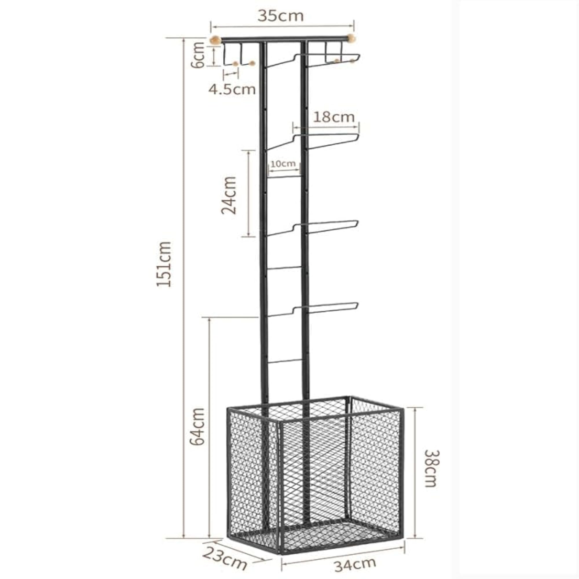 Portable 4-Tier Sports Ball Rack & Storage Stand