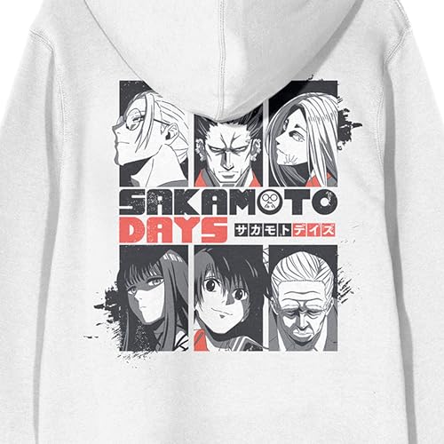 Bioworld Sakamoto Days Sakamoto Days Characters, Logo text, Splatter effects on White Adult Hoodie4