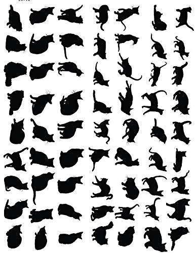 Black Cats Silhouette - 56710 - Ceramic Decal - Enamel Decal - Glass Decal - Waterslide Decal - 3 Different Size Sheet (Images) to Choose from. Choose Either Ceramic (Enamel) or Glass Fusing Decals