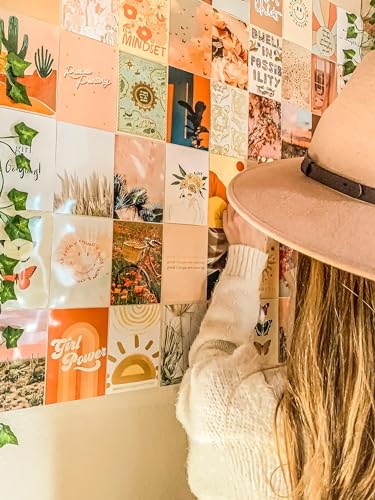 Image of Paper9store Pack of 50 Aesthetic Wall Collage Kit - 4?6 Inches Self Adhesive Wall Posters for Bedroom, Living Room, Office A6 Size (Bohemian)