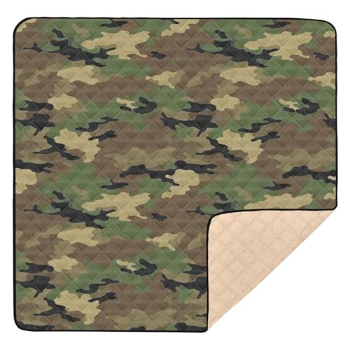 Army Camouflage Soft Thick Baby Playmat for Indoor Outdoor Portable Baby Play Tummy Time Mat for Baby Kids Toddlers Infants, 50'' x 50''