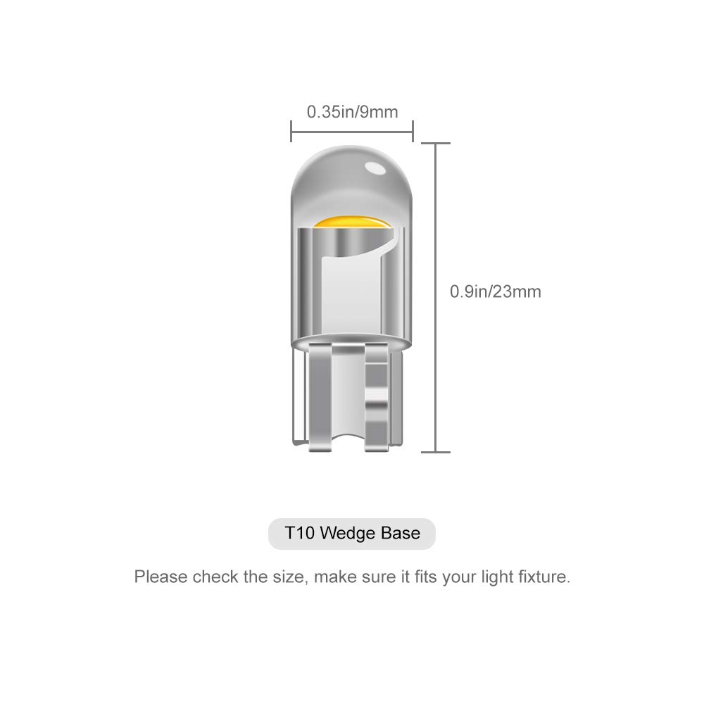 10 bombillas LED transparentes T10 W5W 501, 194 168 bombillas LED de 12 V para luces laterales de coche, luz interior, matrícula, salpicadero, bombillas de maletero (amarillo)