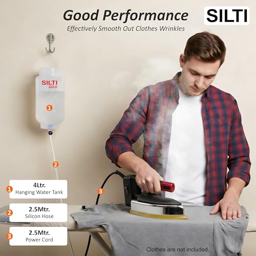 Image of SILTI Gold Electric Professional Steam Iron ST-96 | Iron with Big Gravity Feed Bottle, Teflon Shoe | Large Base,1850W, 220V Heavy Duty Iron for Tailoring & Garment Industrial Use. (8896)