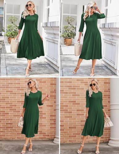Image of HOTOUCH Women's 3 /4 Sleeve A-line and Flare Midi Long Dress