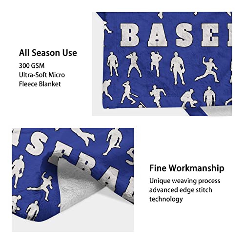 Baseball Throw Blanket for Baby - 30x40 Inches Lap Size - Soft Fluffy Cozy Blankets Gift - Blue Sports Blanket Throws for Couch, Work