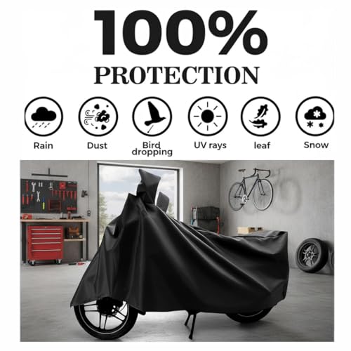 Image of Sulfar Universal Bike Cover UV Protection & Dustproof Bike Body Cover for Two Wheeler Bike Scooter Scooty Activa (Black)