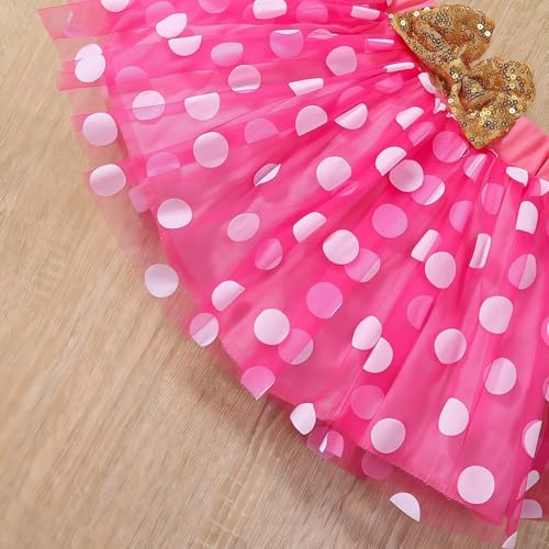 Toddler Kids Baby Girls Birthday Mickey Princess Outfit Polka Dots Bubble Tulle Tutu dress clothe set 1-6T4