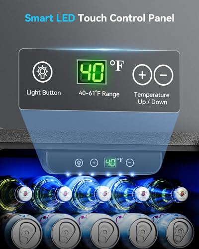 Image of Feelfunn 50 Can Beverage Refrigerator Cooler - 1.3 Cu.Ft Mini Fridge with Glass Door, Soda Beer Drink Wine Fridge, Countertop Small Refrigerator for Bedroom Office Home Dorm Bar, Black