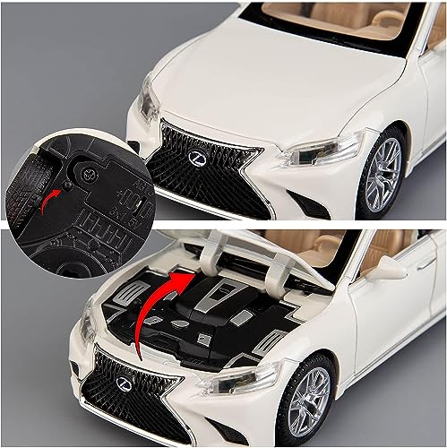Image of 1 /32 Compatible for Lexus Ls500h Model Car, Zinc Alloy Pull Back Toy car with Sound and Light for Kids Boy Girl Gift-White