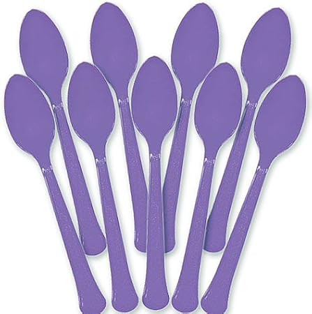 Amazon Co Jp 重量感のあるパープルプラスチックスプーン 50本入り おもちゃ