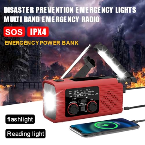 Radio d'urgence manivelle AM/FM avec éclairage puissant de secours intégré