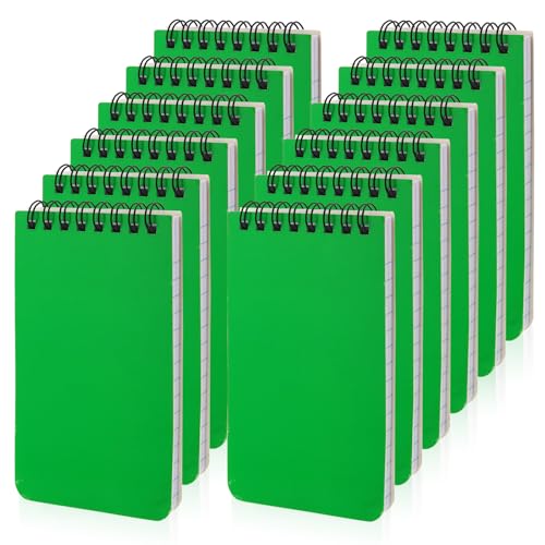 Image of 12 Pack mini Spiral Steno Pads,3x5 Inch Small Pocket Notebooks,75 Sheets /150 Pages College Ruled Lined Note Pads For Kids Adults Outdoor,Home,School,Office (Green)