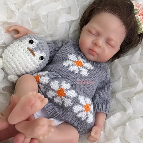 Lifelike 12inch / 30cm Mini Silikon Reborn Baby Puppe Mädchen, realistisches Schlafen Neugeborenes Baby für handgefertigtes Sammlergeschenk – Bild 6
