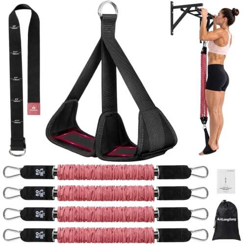 Image of ALongSong Pull Up Assistance Bands with Foot Support Pedal - Upgraded Heavy Duty Resistance Bands Adjustable Weight /Height with Bands&Measured Strap for Strength Training Home Gym