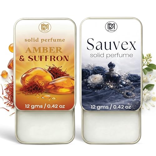 Image of Dr.Mashur Solid Perfume |Amber & Saffron&Sauvex Alcohol Free Wax Perfume Balm, Long Lasting | Pocket Tin 12g, Pack Of 2| Non Greasy Smooth Glide, Travel Friendly Unisex Gifts He Or Her