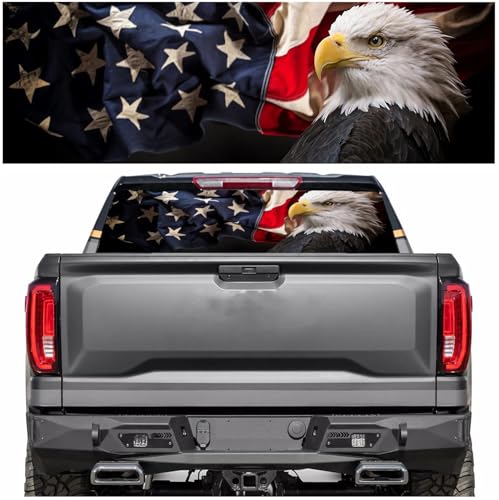 Image of Rear Window Decals for Trucks - 65x22 in Back Window Decals Fit Most Pickup Trucks SUV, Vinyl American Flag Back Window Decal Truck Rear Window Graphics for Personalized Decoration