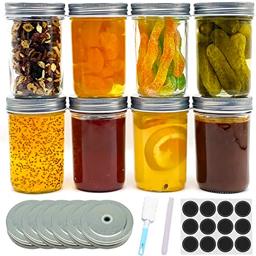 alouweekuky 250ml Tarros de Cristal con Tapas, 8 piezas Botes Cocina Pequeños, Vasos de Hermético Conservas, Transparente Recipientes de Vidrio para Yogurtera, Especieros Cover