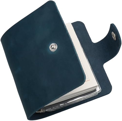 Miniatura 7 de Carpeta organizadora A9 de piel auténtica negra con 3 anillas, 120 hojas de notas y recambios semanales con 2 mini bolsillos transparentes para