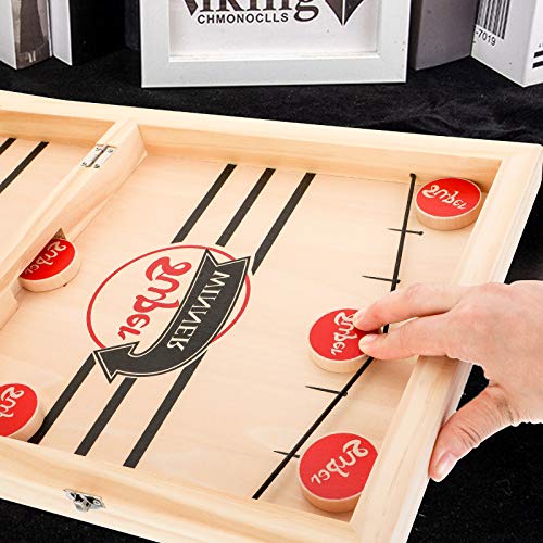 Foldable Fast Sling Puck Game, International Chess 2 in 1, Paced Winner Board Games Toys for Kids & Adults, Large Size