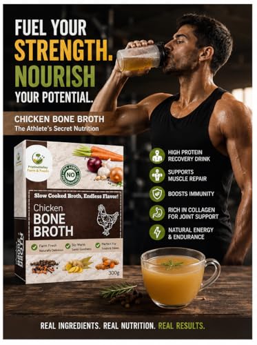 Image of Pristine Valley Farm & Foods Chicken Bone Broth for Human 300g Ready to Drink or Cook Liquid Chicken Stock | Slow Cooked 8+ Hours | No Preservatives | Rich Flavor from Aromatic Whole Spices | Rich in Natural Collagen | Gut and Joint Support |