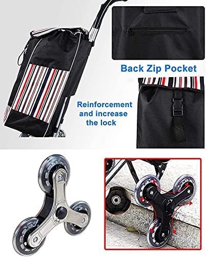 WEDF Klappbarer Einkaufswagen, Treppensteiger, Einkaufswagen, zusammenklappbarer Einkaufswagen auf Rädern, leichter… – Bild 6