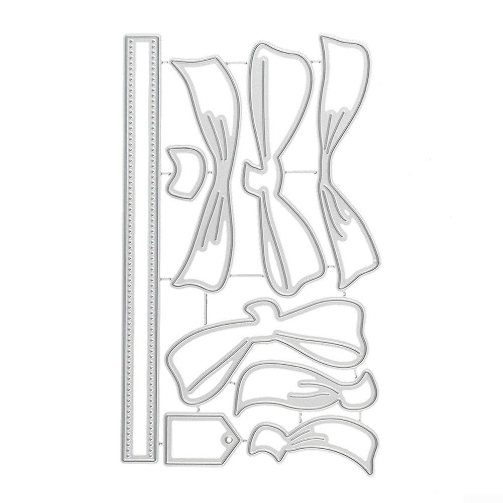 Fustelle A Forma Di Fiocco Per Biglietti E Scrapbooking - Set Stencil In Acciaio 6x7,5 Cm Per Goffratura E Album Fotografici - 2