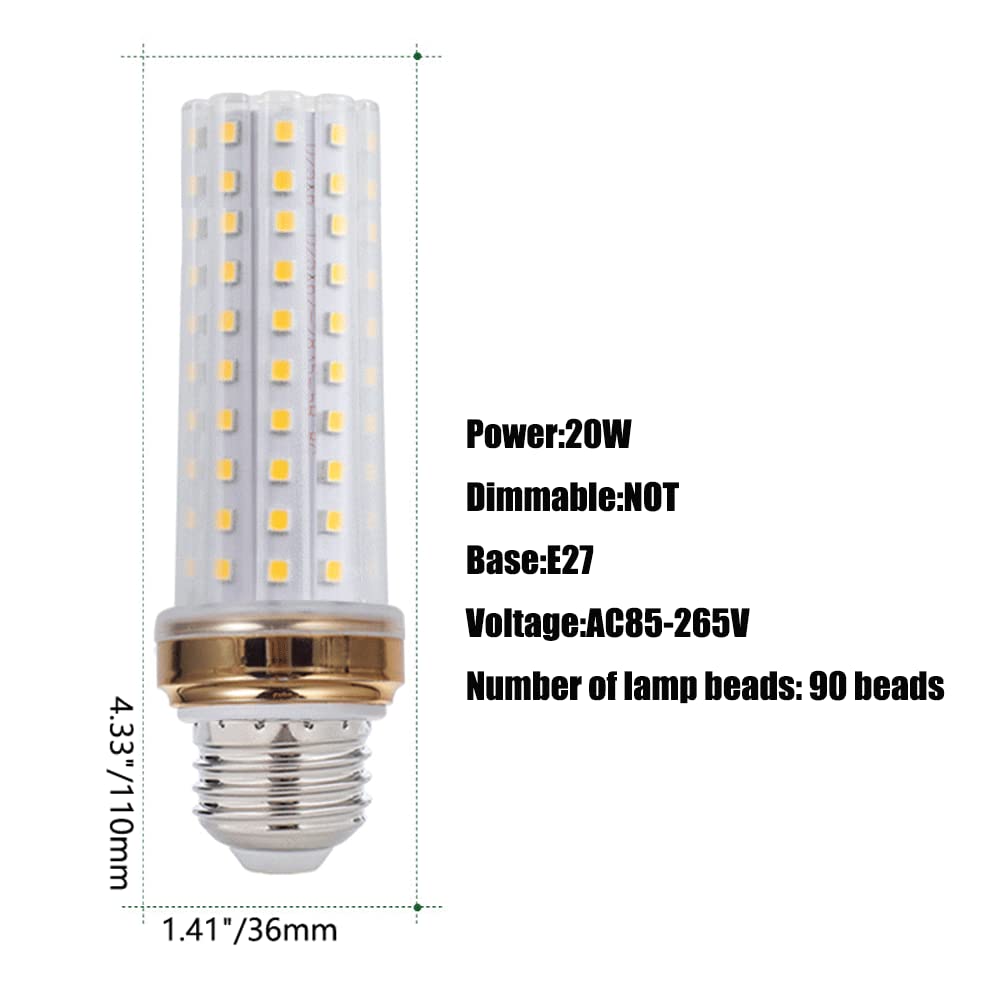 LED-Glühbirne, 12 W 20 W 24 W 3000 K Warmweiß 6000 K Tageslichtweiß, 1000–2000 Lumen, E27-Sockel, nicht dimmbare LED-Glühbirne, Standard-Ersatz, 10er-Pack (Gold)