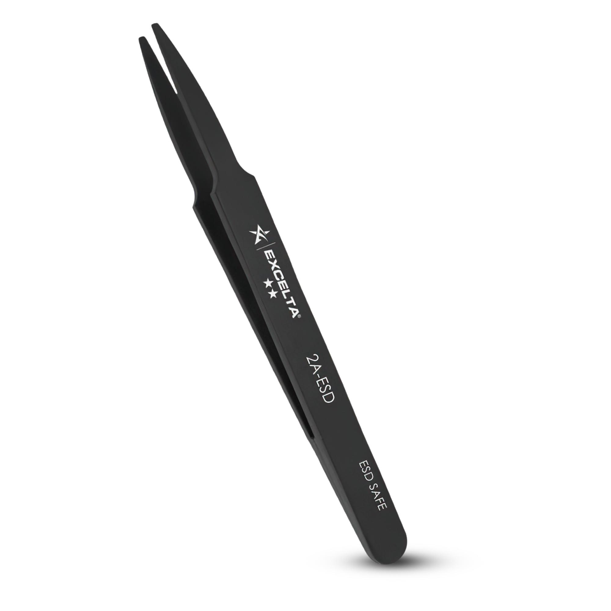 Plastic ESD Tweezers, Straight Tapered Flat Point, Anti-Static Precision Tweezers, Conductive Polycarbonate, Non-Magnetic, Heat Resistant to 212°F, 4.625 Inches, Ideal for Electronics and Labs