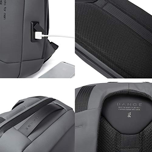 班歌\Bange Store BANGE Water Resistant Anti-Theft Laptop Backpack Black - Image 6