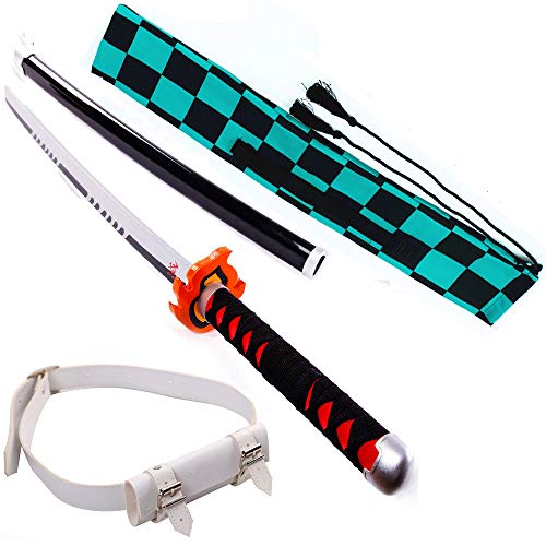 COSPLEE 子供用 鬼滅の刃 竈門炭治郎 刀 ヒノカミ神楽刀 ABS 長さ:76CM 子供 炭治郎 日輪刀 子ども きめつのやいば かまど たんじろう にちりんとう 炭治郎の刀 丹次郎 コスプレ かたな おもちゃ刀 丸形鞘 竹刃 鬼殺隊 木製 完成度高い 模造刀 模擬刀 剣 武器