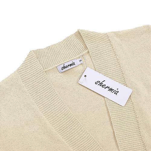 Image of Shermia Women's 3 /4 Sleeve Cropped Cardigan Sweater Open Front Short Shrugs Cardigans Lightweight Sweaters