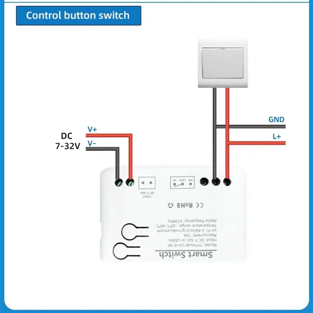 Tuya Smart Life WiFi-Schalterrelais Temperatur-Monitor Thermostatsensor Passives Trockenkontaktrelais DC 7-32 V