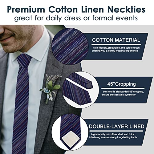Image of Mantieqingway Mens Skinny Ties,2.56 inch Cotton Neckties Striped Plaid Ties for Groom Groomsmen Wedding Party Christmas