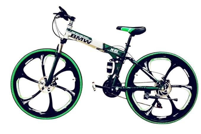 Image of Amaze Kai Dual Suspension Bikes Bm Foldable Gear Cycle for Men with 21 Speed Gear 6 Spoke | Folding Mountain Bike with Double Disc Break & Mac Wheel, 26 Inch (Green)