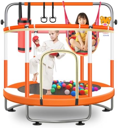 60" Trampoline for Kids with Safety Net,880 LBS Capacity,Indoor Outdoor Use