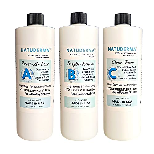 Hydrodermabrasion Solution Aqua Peeling Serum Solution for Wet Microdermabrasion 3 bottles of 16 oz each Natuderma Hydro Serum. MADE IN USA