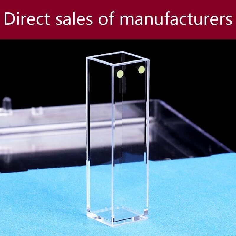 Celda de fluorescencia de cuarzo estándar con tapa, longitud de paso de 10 mm, volumen de 3,5 ml, cubeta de vidrio de cuarzo for espectrofotometría visible