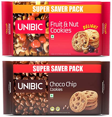 Image of Unibic Choco Chip And Fruit N Nut Cookies Combo, 500Gram X 2 - Assorted