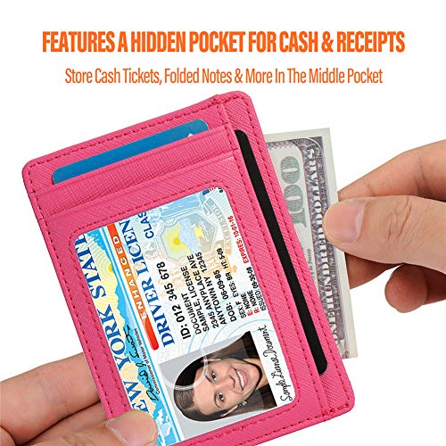 Image of GH GOLD HORSE Slim RFID Blocking Card Holder Minimalist Leather Front Pocket Wallet for Women | Slim