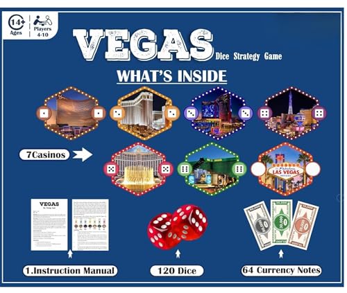 Image of Tickles Vegas Dice Strategy Bidding & Casino Theme Board Game for Family & Friends Adults Party Fun (Ages: 14+ Years, Players: 4-10)